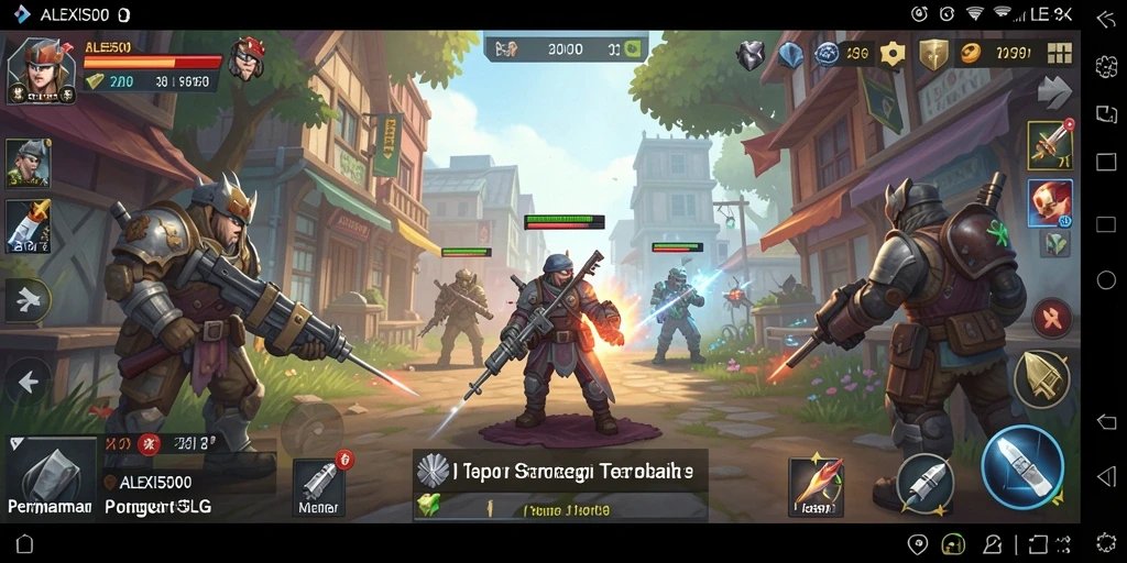 Screenshot utama ALEXIS500 menampilkan pertempuran yang mendebarkan dalam game SLG.