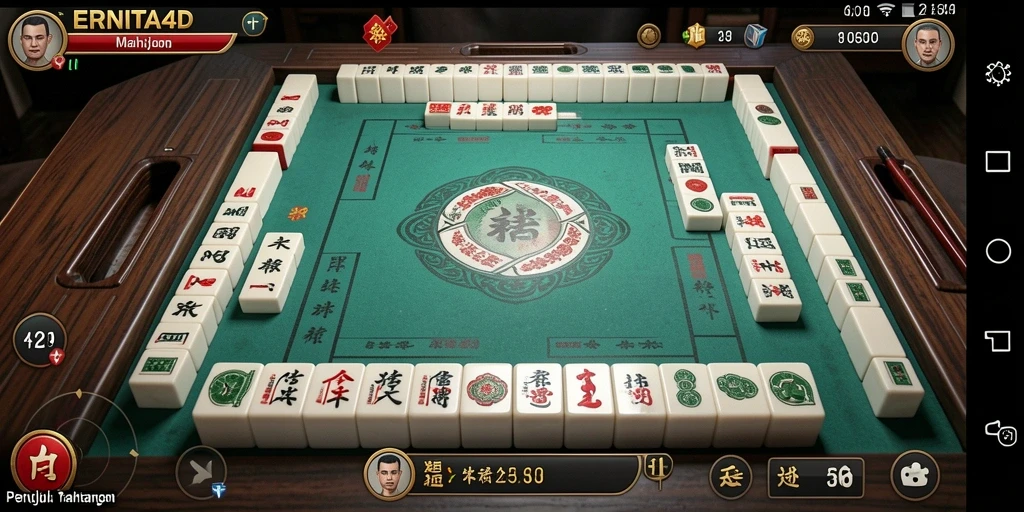 Screenshot gameplay ERNITA4D dengan tampilan ubin Mahjong yang menarik.