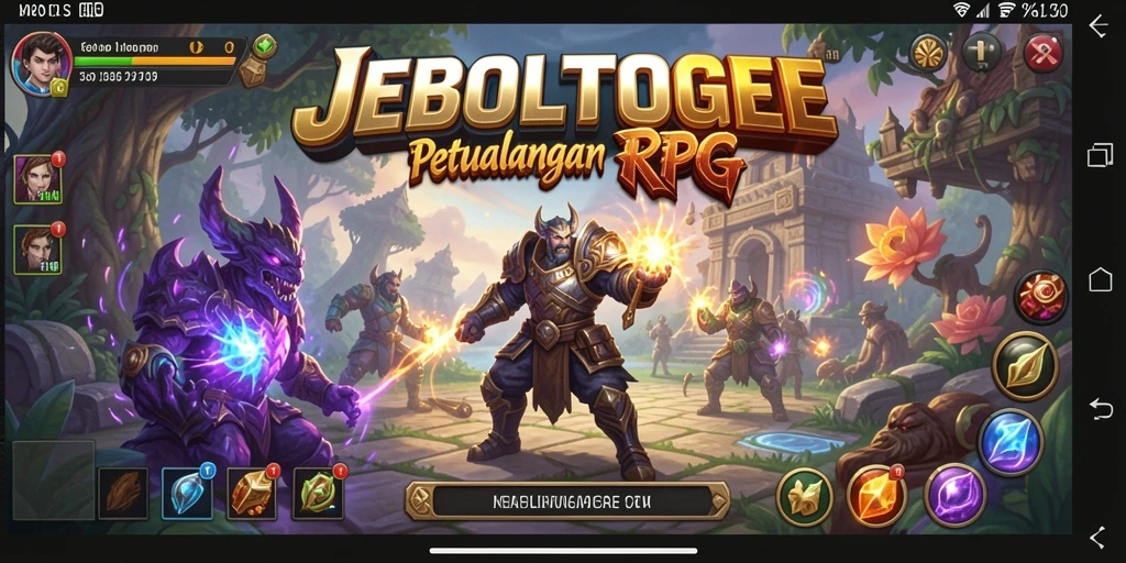 Tampilan gameplay seru dari JEBOLTOGEL dengan karakter dan pertarungan RPG.