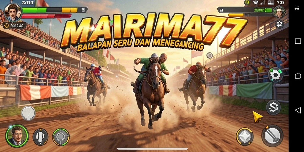 Tampilan balapan seru di MARIMA77 dengan kendaraan yang beragam.