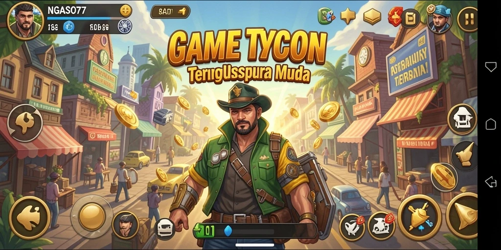 Tampilan menarik dari gameplay NGASO77 dengan mekanik Tycoon.