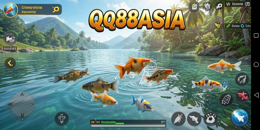 Tampilan gameplay QQ88ASIA dengan aksi memancing yang seru.