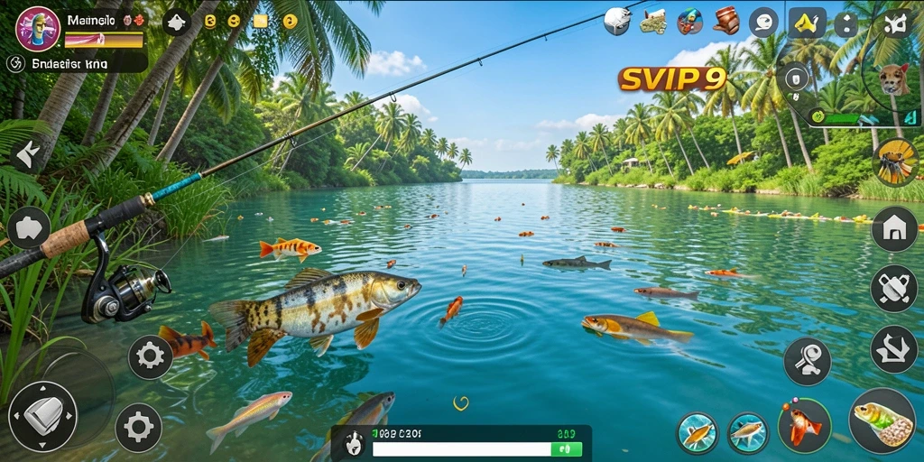 Tampilan gameplay SVIP9 yang memukau saat memancing di laut.